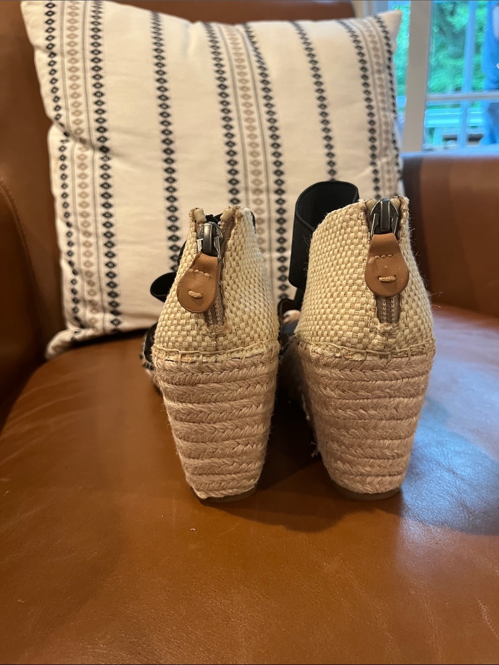 gentle souls Black Elastic Espadrille Wedge Sandals - Picture 2 of 5